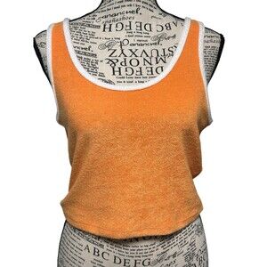 Hollister‎ Terry Tank Women Med Orange Crop Top Shirt Sleeveless Y2K Fairy Boho
